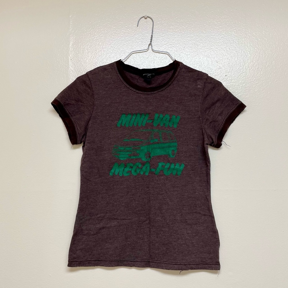 Brown Graphic Ringer T-Shirt